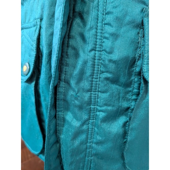 VTG 80s 90s Teal Ski Jacket Parka Puffer Quilted Cinched Waist SM Current Seen - Picture 6 of 13